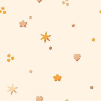 Seamless Bohemian baby pattern with tiny elements - hearts, circles and stars. vector