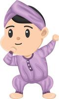 illustration of a boy in purple pajamas vector