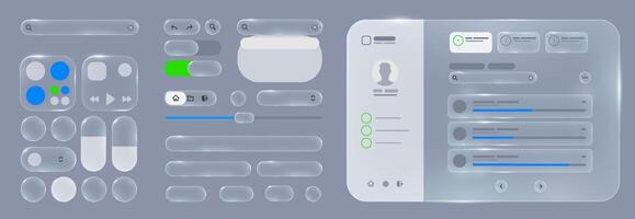 Transparent UI design elements collection vector