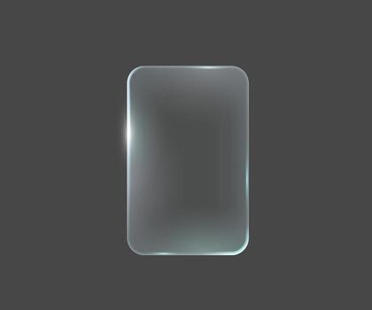 glass panel with smooth edges on dark backdrop. Modern and sleek design. Reflective surface ideal for technology or product design concepts. vector