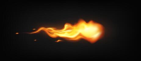 Dynamic flame illustration with vibrant orange hues on a dark backdrop. Depicts energy and motion, ideal for themes of power and warmth representation. vector