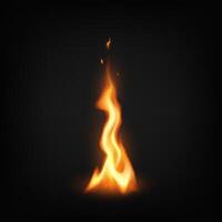 Vivid flame illustration with bright orange and yellow hues. Flames rise sharply against a dark contrasting backdrop. Perfect for themes of warmth and energy. vector