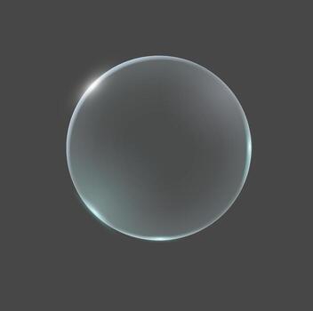 Spherical bubble with gentle light reflections on a dark background. Minimalist and elegant composition perfect for design projects and creative visuals. vector