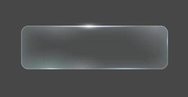 frosted glass rectangle in glassmorphism style. Set against a dark background. Ideal for modern UI design elements and minimalist layouts. vector