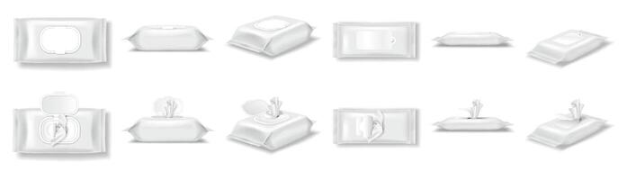 Variety of cleaning wet wipes vector