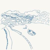 seaside landscape with a boat vector