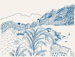 resort town landscape with palms vector