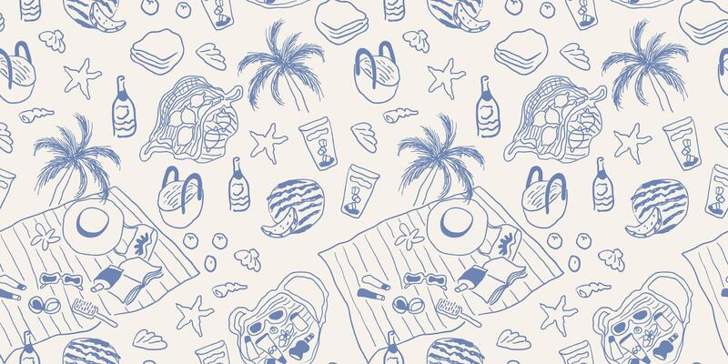 seamless pattern with beach stuff
