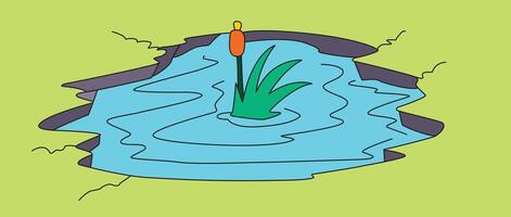 A pond with water and grass vector
