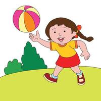 One girl playing football in the park vector
