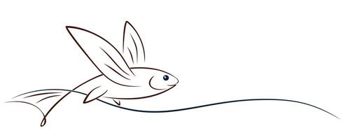Flying Fish with Wave. vector
