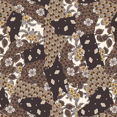 ethnic vintage floral and geometric patchwork pattern