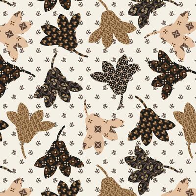 ethnic floral and leaf patchwork pattern