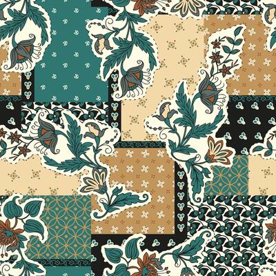 ethnic paisley and geometric vintage patchwork pattern