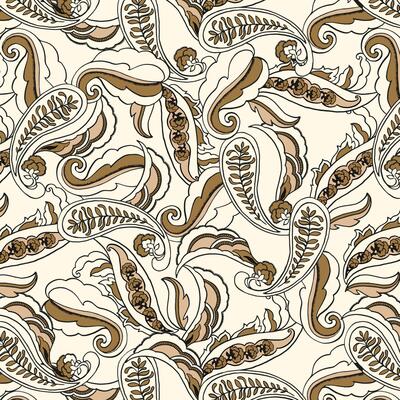 paisley floral pattern on beige background