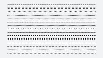 Dashed line collection group of seamless patterns. different types of dashed lines vector