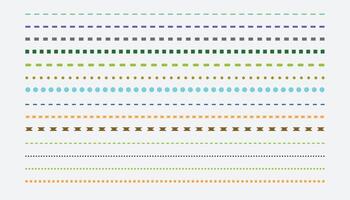 Dashed lines collection. different types of dashed lines. Isolated black dashed line set collection against a white backdrop vector