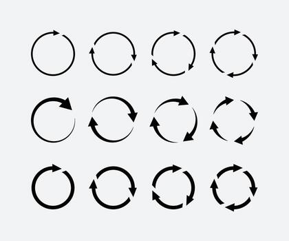 Set of Circular Arrow Icons, curved arrow icons set curved arrows symbol vector