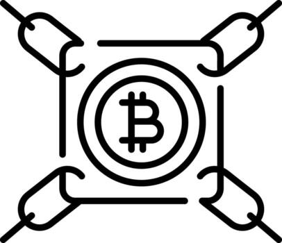 un línea estilo icono demostración cripto blockchain vector