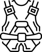 An outline style icon depicting safety harness vector