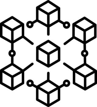 A line style icon showing blockchain network vector