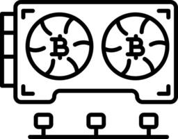 A linear style icon representing bitcoin gpu vector