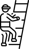 A linear style icon representing climbing ladder vector