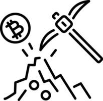 A line style icon showing bitcoin mining vector