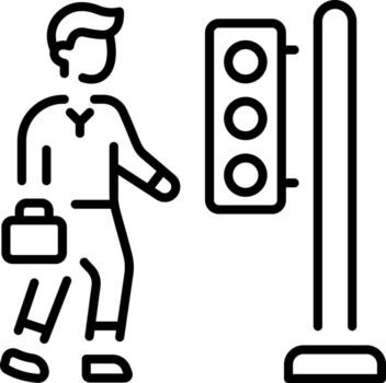 A linear style icon representing traffic signal vector