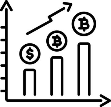 A line style icon showing bar graph vector