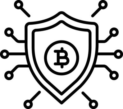 A line style icon showing bitcoin shield vector