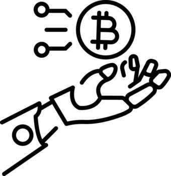 A linear style icon representing robotic hand vector