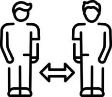 A line style icon showing social distancing vector