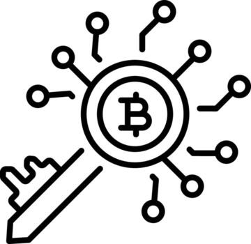 A line style icon showing bitcoin key vector