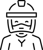 An outline style icon depicting face shield vector