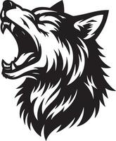 A wolf head with its mouth open vector