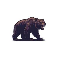 Logo design of a bear standing on its hind legs with its mouth open vector