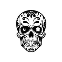 Logo design of a black and white sugar skull vector