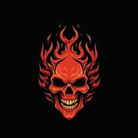 Logo design of a skull with flames on it vector