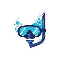 Diving mask and snorkel logo design vector