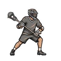 Lacrosse player with stick and ball logo design vector