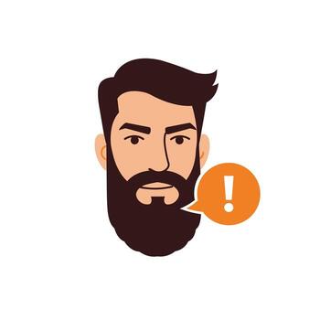 Logo design of a man with a beard and a speech bubble vector
