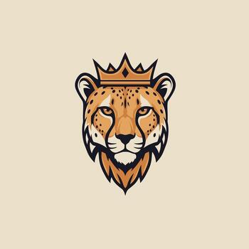 logo diseño de un leopardo cabeza con un corona en eso vector