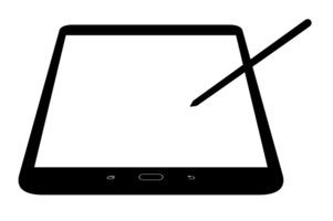 Tablet Computer Silhouette With White Screen, can use for Logo Gram, Mock Up, Framework, Apps, Footage Edit, Pictogram, Image, Simulation, Background or Graphic Design Element. png
