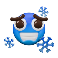 A blue emoticion with snowflakes around it png