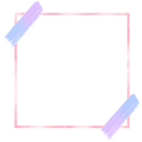 Pink square frame with purple and blue tape on the corners, Square border png