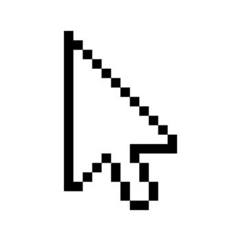 Pixel cursor click icon, clip art computer mouse click pointer, classic retro pixelated cursor, vector