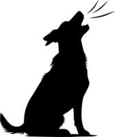 Dog barking black icon isolated on a transparent background. vector