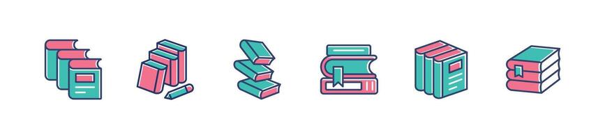 book stack icon set education pile of books signs school library study read journal literature document symbol illustration for web and app vector