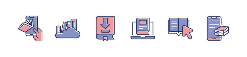 library book education icon set online school reading digital e-book signs illustration business e-learning school symbol design vector